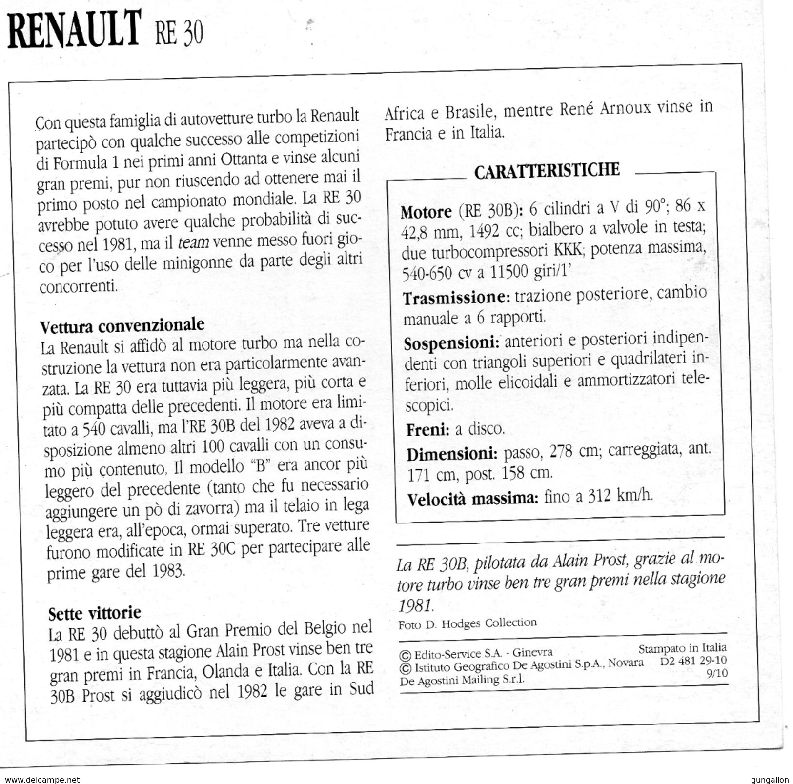 Auto Da Collezione  "Renault  1981  RE 30" (Francia) - Motori