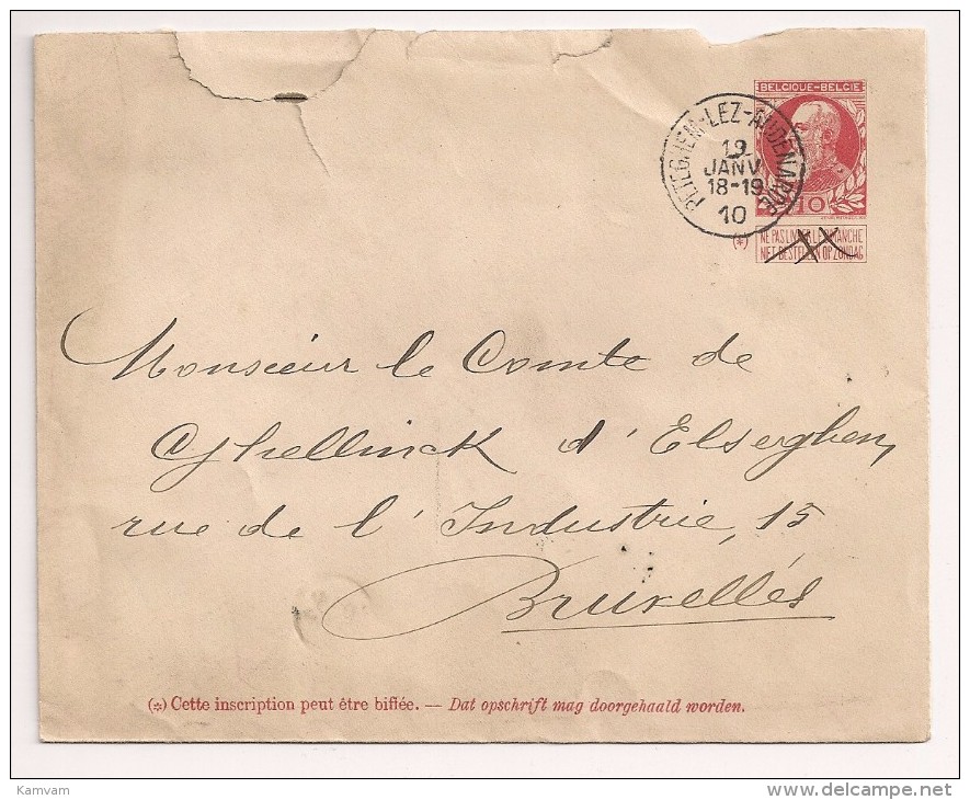 BRIEF LETTRE COB 74 PETEGHEM-LEZ-AUDENARDE 1910 - 1905 Breiter Bart