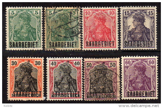 SAARLAND 1920 - MiNr: 32 - 43   8x  Used + * / MH - Ungebraucht