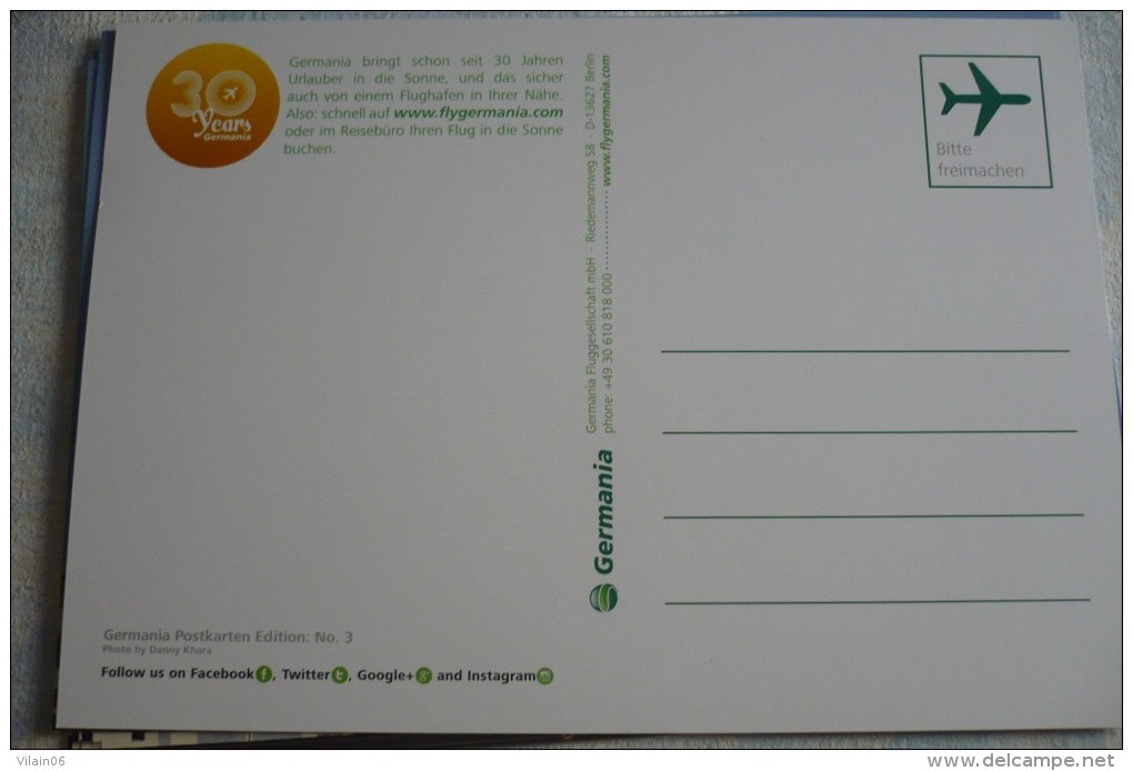 AIRLINES ISSUE / CARTE COMPAGNIE        GERMANIA   B 737       ANNIVERSAIRE 30 ANS - 1946-....: Moderne