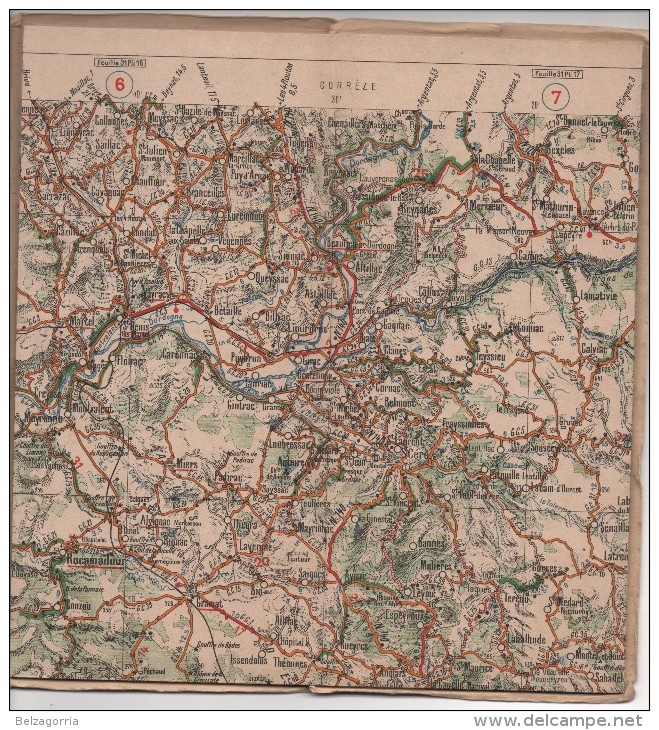 CARTE MICHELIN DE LA FRANCE EN 48 FEUILLES Au 1/200.000e N° 35  AURILLAC-CAHORS-  PUBLICITE  MICHELIN,VOIR SCANS - Roadmaps