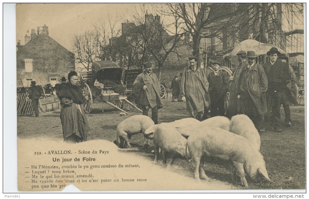 AVALLON - Scène Du Pays - Un Jour De Foire ( Cochons ) - Avallon