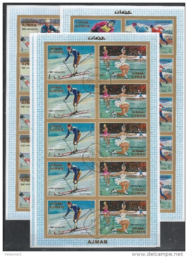 10x AJMAN - Sport - Olympic Games Sapporo 1972 - CTO - Imperf. - Sonstige & Ohne Zuordnung