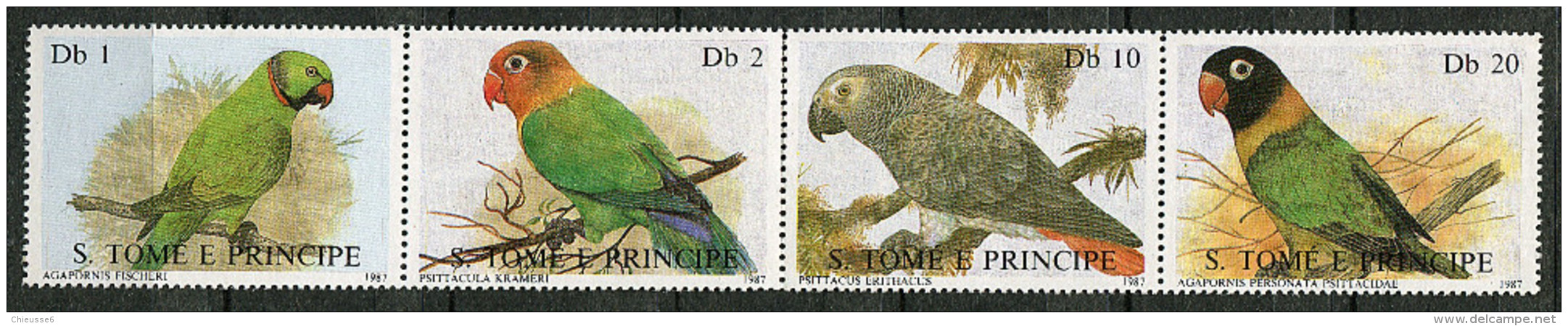 St Thomas Et Prince ** N° 865 à 868 Se Tenant - Oiseaux : Perroquets - - São Tomé Und Príncipe