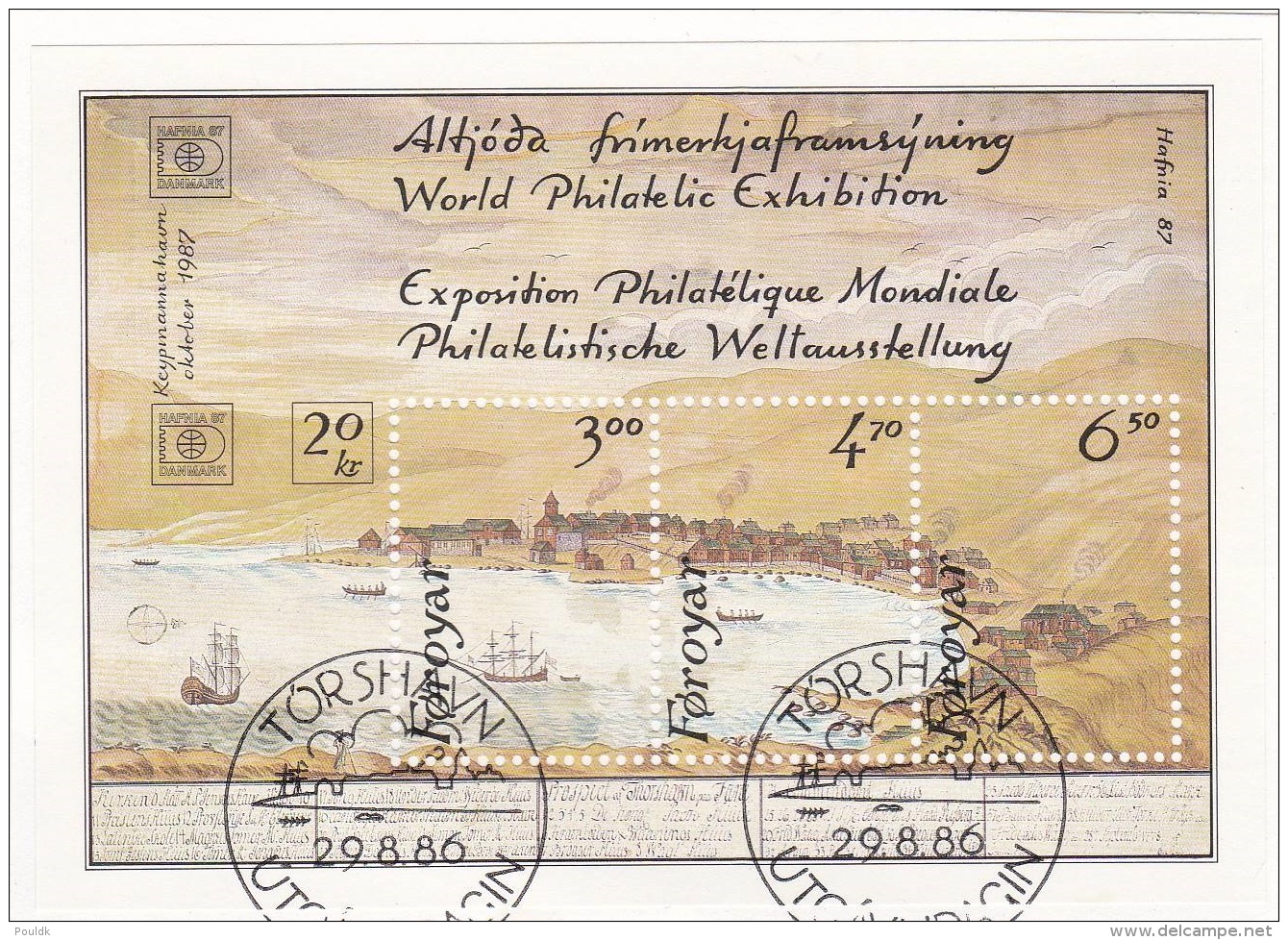 Faroe Islands 1986 Hafnia Stamp Exhibition - Used On Fragment Souvenir Sheet  (G86-5) - Briefmarkenausstellungen