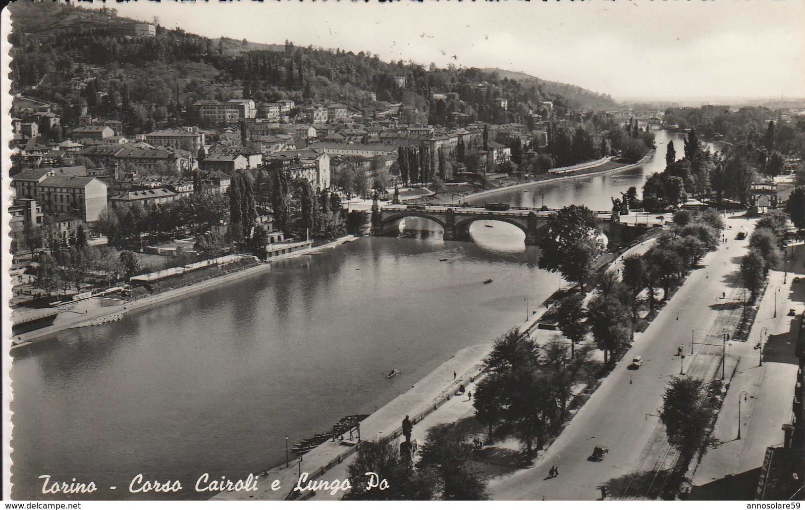 CARTOLINA: TORINO - CORSO CAIROLI E LUNGO PO - (MOVIMENTATA) - F/p - B/n - VIAGGIATA - LEGGI - Fiume Po