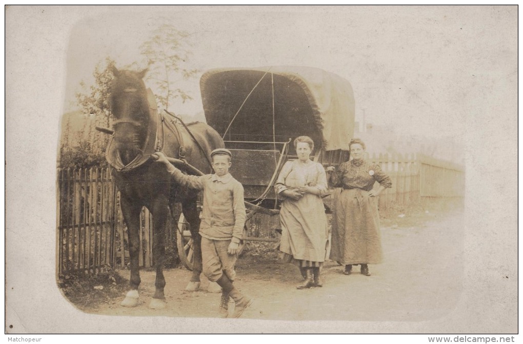 BELLE CPA PHOTO CALECHE AVEC SON CHEVAL - A IDENTIFIER - Foto