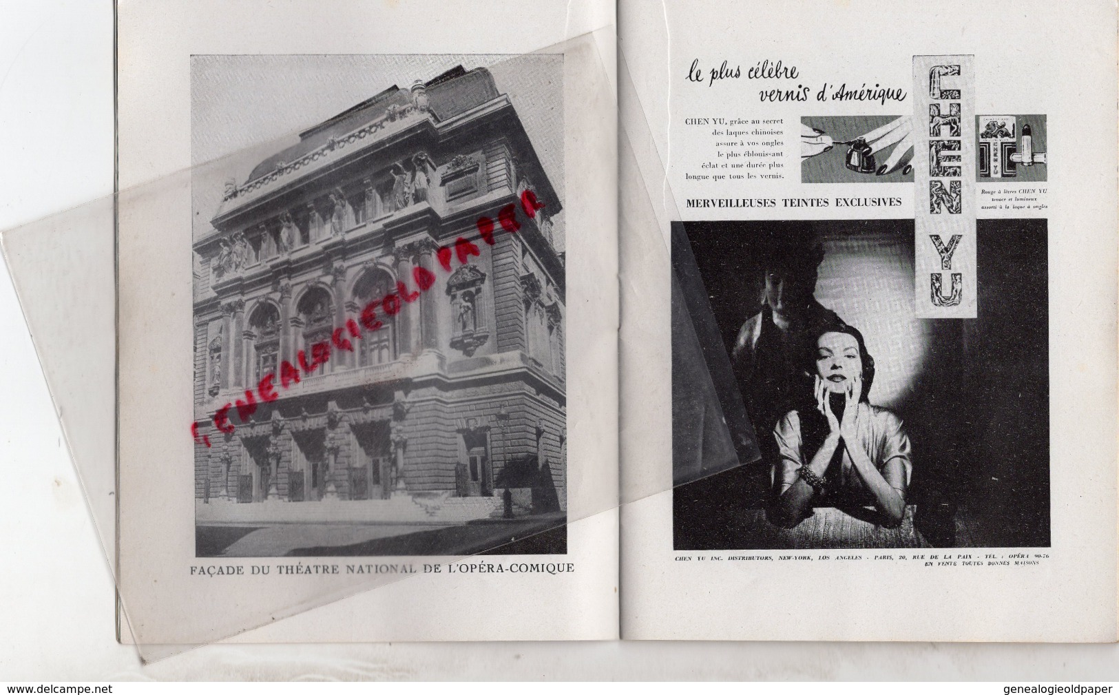 THEATRE NATIONAL DE L' OPERA COMIQUE - LE BARBIER DE SEVILLE-9 JUIN 1951- BAUDECROUX-TURBA RABIER-AMADE-LEGOUHY-CLEMENT - Programas