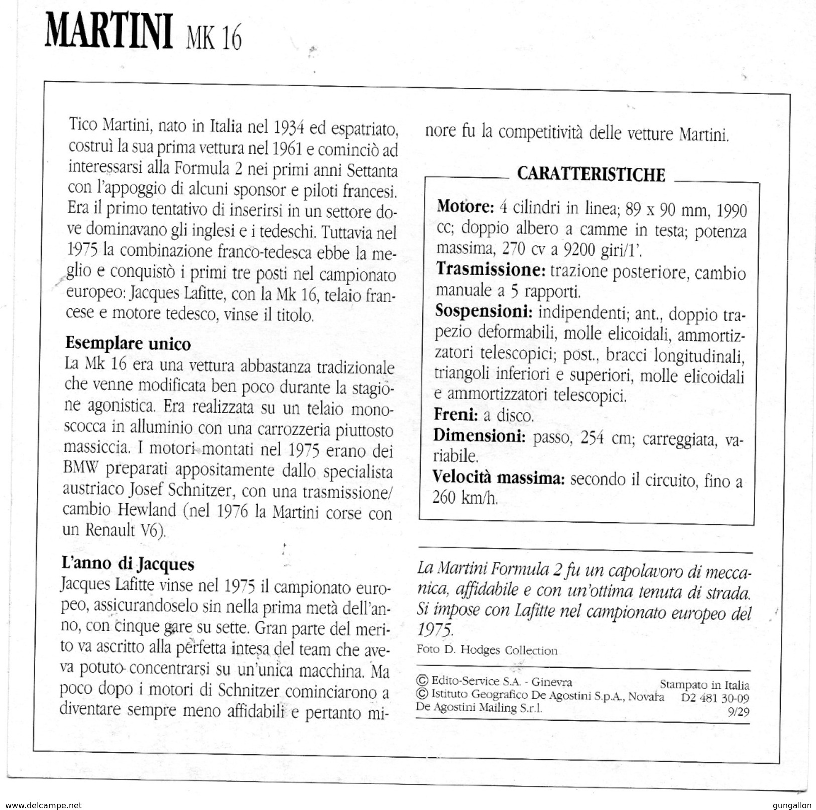 Auto Da Collezione  "Martini  1975  MK 16" (Francia) - Motori