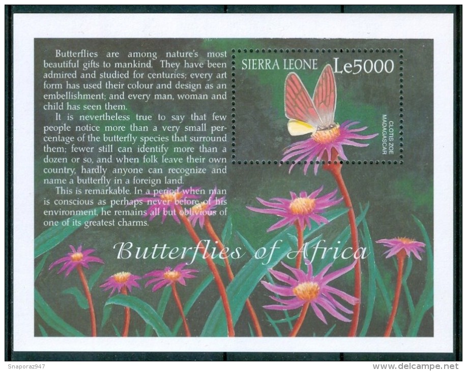 2001 Sierra Leone  (Clotis Zoe) Farfalle Butterflies Papillons Block MNH** Sie32 - Farfalle