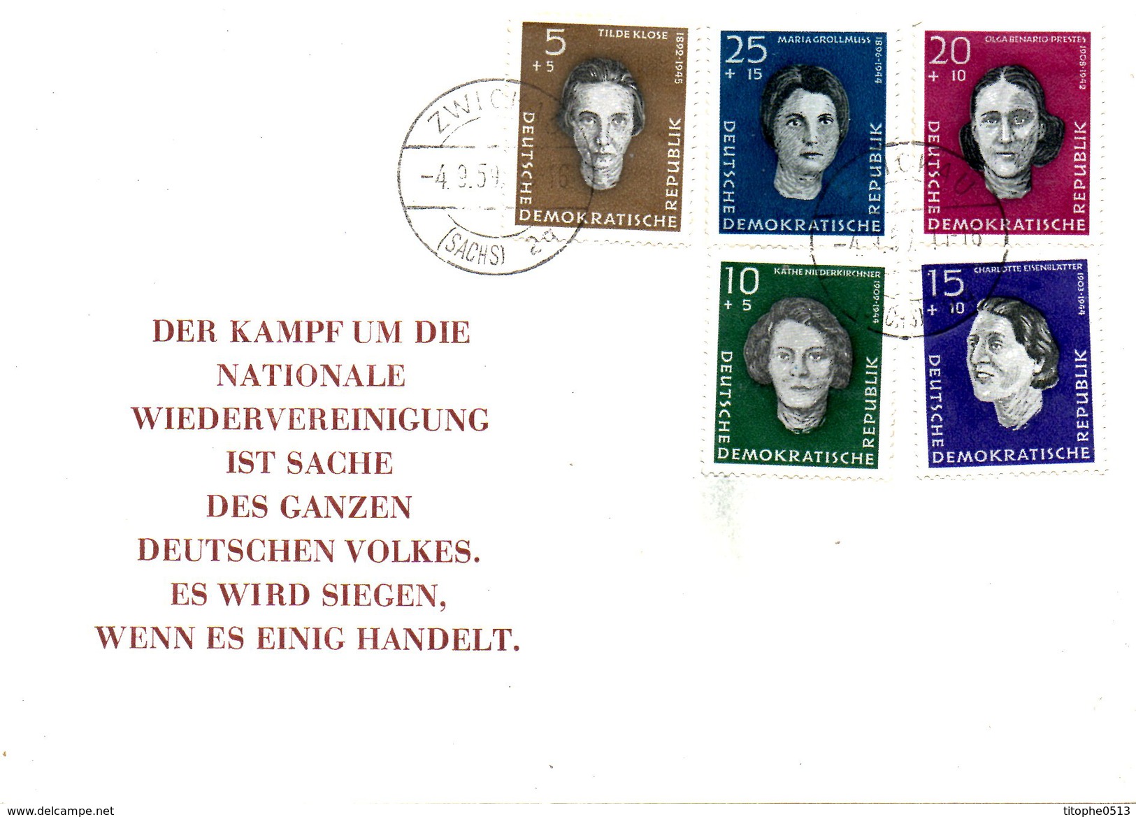 RDA. N°429-33 De 1959 Sur Enveloppe 1er Jour Ayant Circulé. Antifascistes. - 2. Weltkrieg