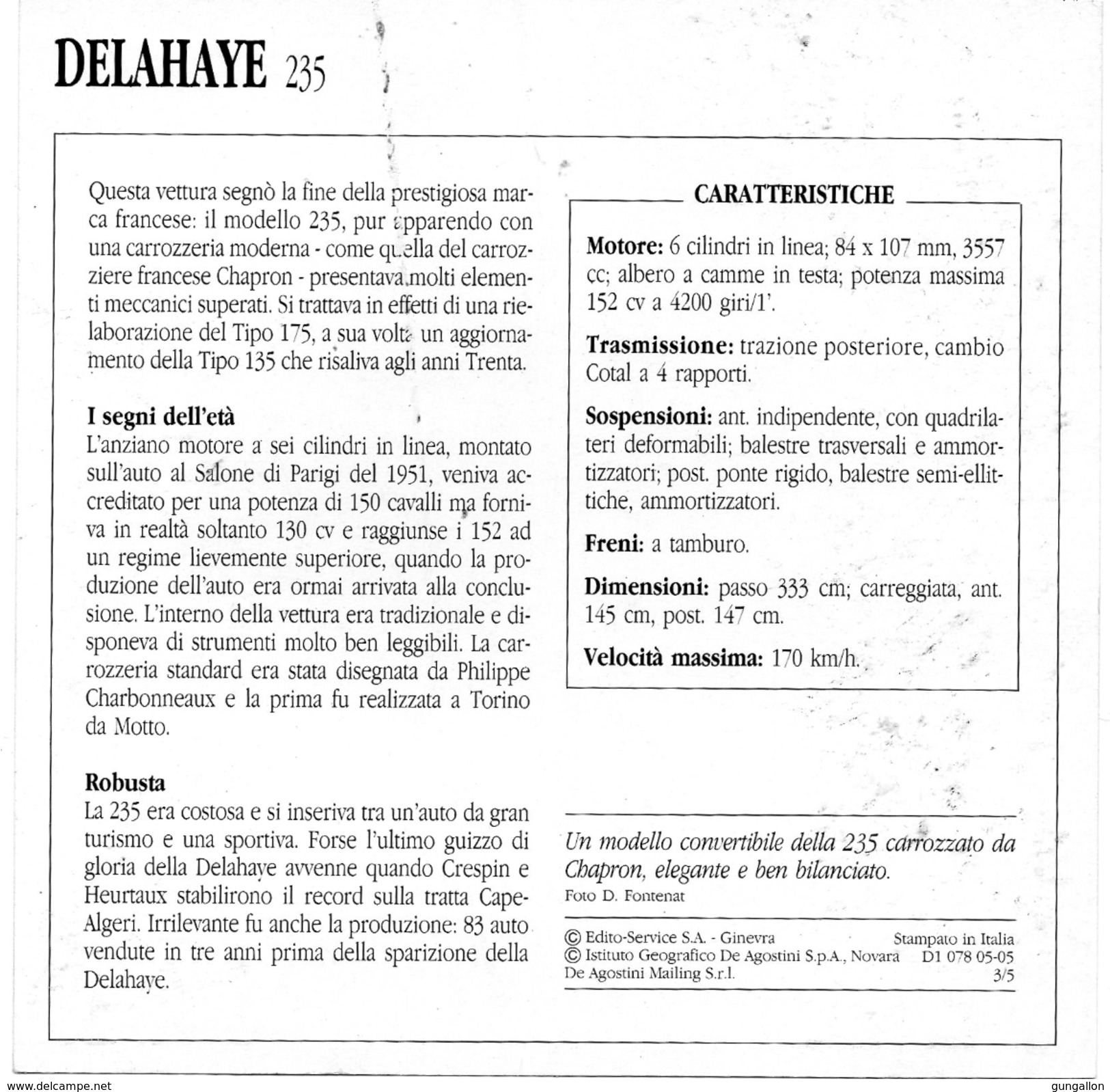 Auto Da Collezione  "Delahaye  1951  235" (Francia) - Motori