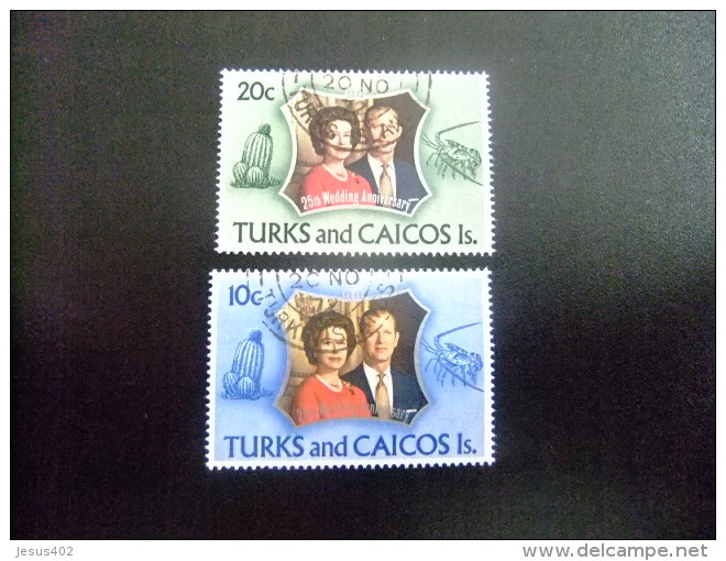 TURKS And CAICOS Islands 1972 NOCES D&acute; ARGENT De La REINE Yvert N &ordm; 297 / 98 &ordm; FU - Turks E Caicos