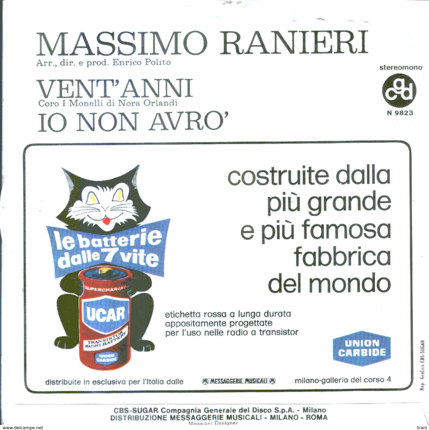 MASSIMO RANIERI - VENT'ANNI - IO NON AVRO' - Disco, Pop