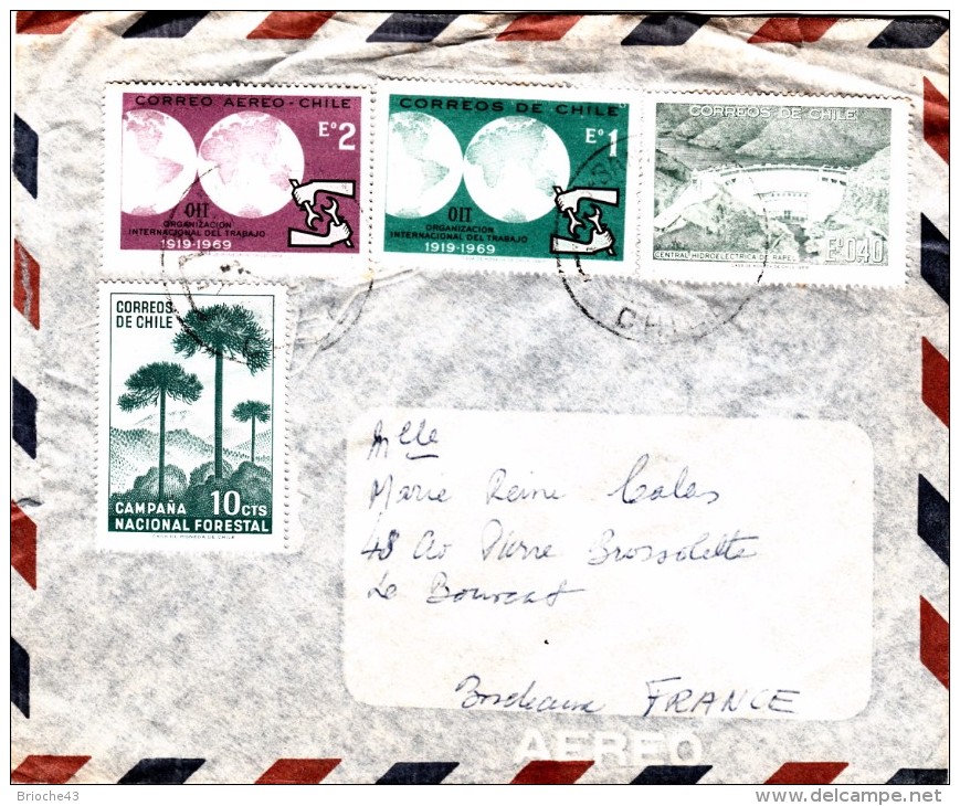 1969 LETTERA SANTIAGO CHILE - BORDEAUX FRANCE / 6993 - Chile