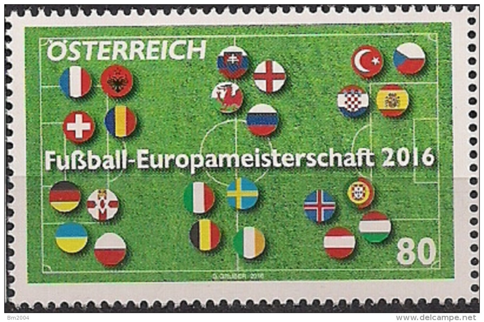 2016 Austria Mi.   **MNH    Fußball EM 2016 - Unused Stamps