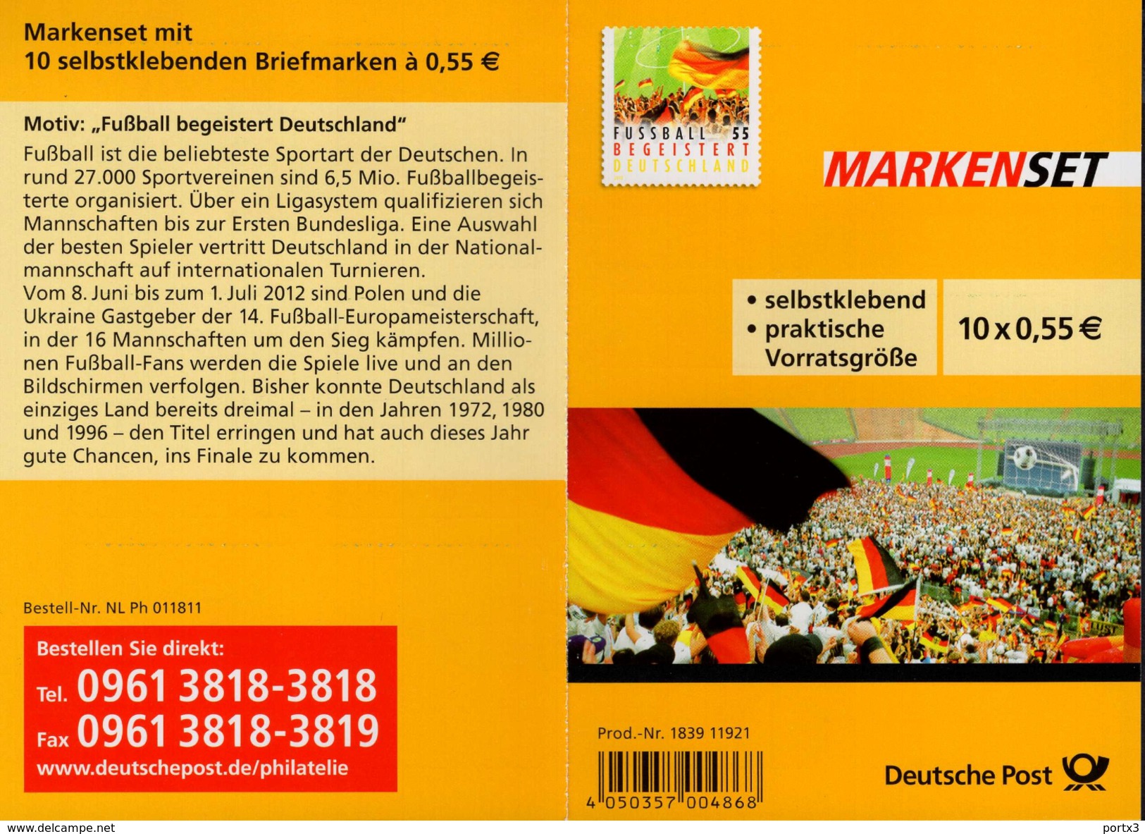 Markenheftchen Bund Postfr. MH 88 Fußball Begeistert Deutschland Postfrisch   MNH ** - Sonstige & Ohne Zuordnung