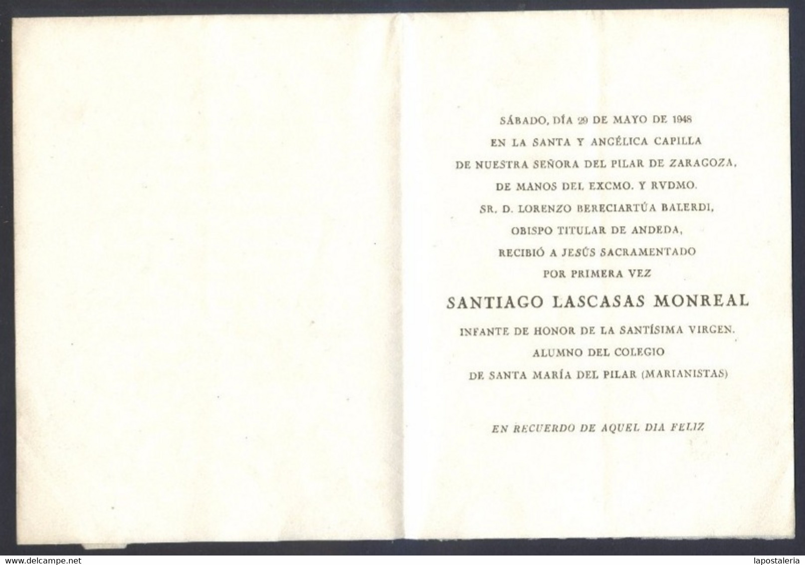 Zaragoza 1948. Díptico 123x165 Mms. - Imágenes Religiosas