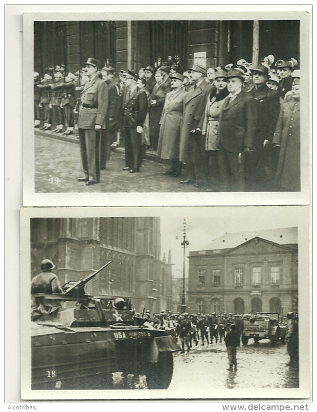 Photographie 57 Metz  Liberation Lot 2 Photos De Gaulle Giraud Dody Chars - Guerra, Militares