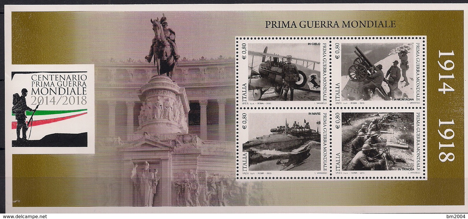 2015 Italien Mi. Bl 74 **MNH  100. Jahrestag Des Ausbruchs Des Ersten Weltkrieges - Blocks & Kleinbögen