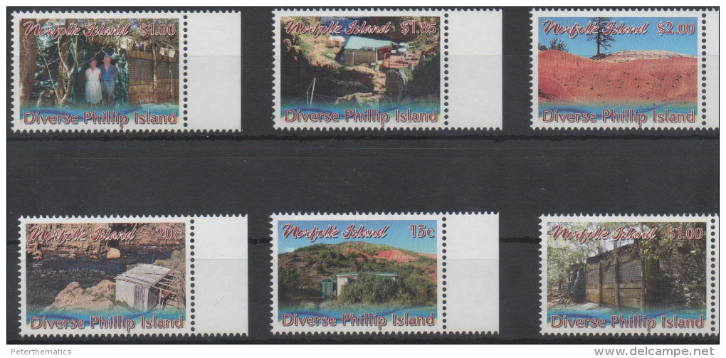 NORFOLK  ISLAND, 2016, MNH, DIVERSE PHILLIP ISLAND, LANDSCAPES, 6v - Geographie