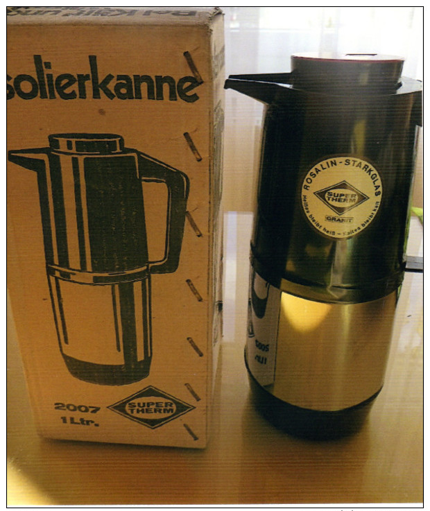 SUPER THERM ISOLIERKANNE ROSALIN STARKGLAS, VINTAGE RETRO Aus Den 70er JAHREN; Garantiert NEU ! 1 Liter - Théières