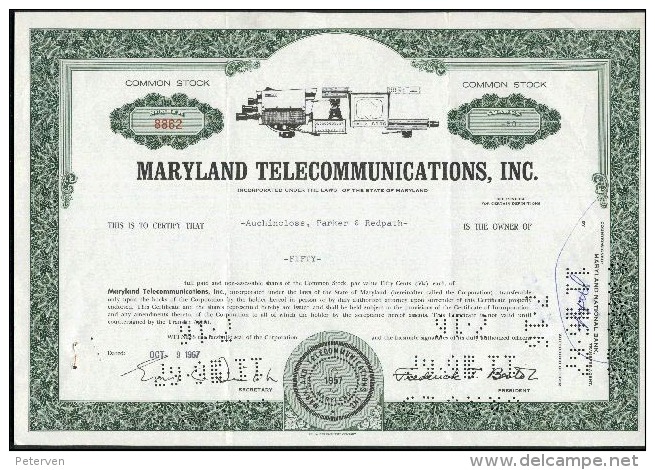 MARYLAND TELECOMMUNICATIONS; Common Stock - Electricité & Gaz