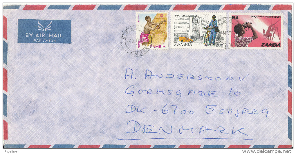 Zambia Air Mail Cover Sent To Denmark 4-5-1987 Topic Stamps - Zambia (1965-...)