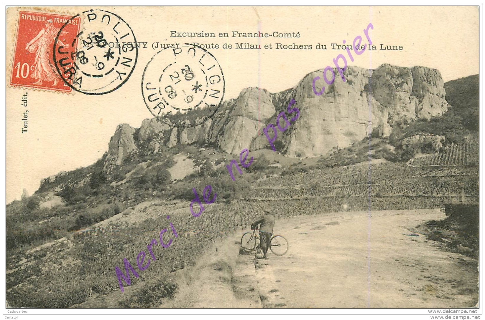 39. POLIGNY . Route De Milan Et Rochers Du Trou De La Lune .  CPA Animée . - Poligny