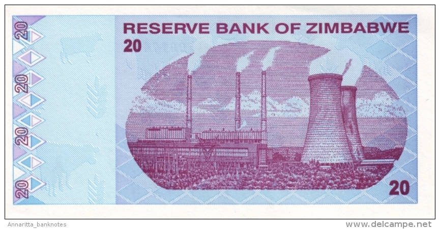 ZIMBABWE 20 DOLLARS 2009 P-95 UNC  [ZW186a] - Simbabwe