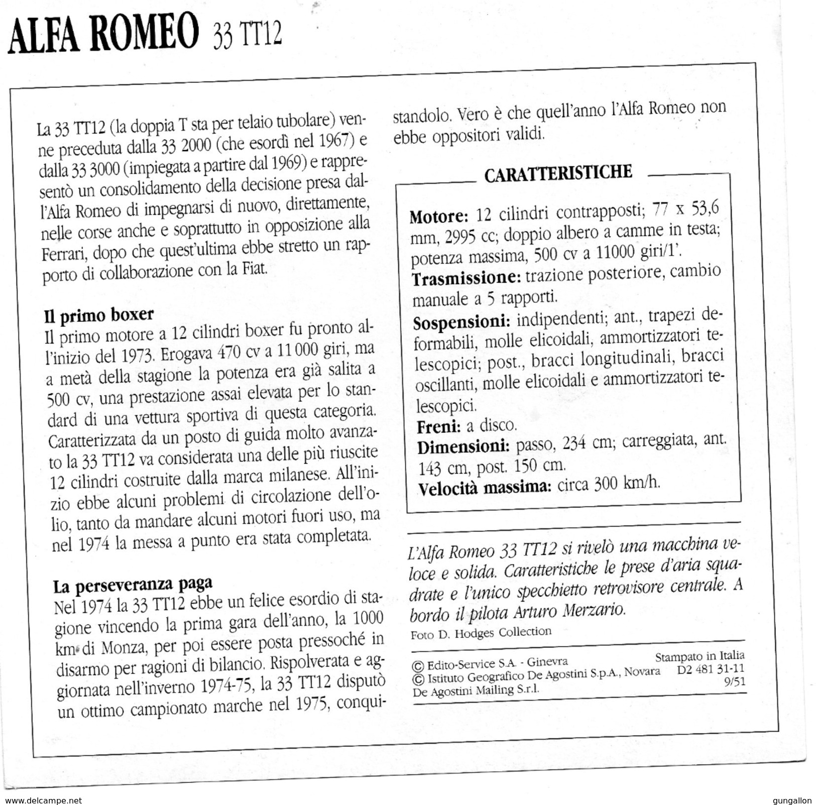 Auto Da Collezione "Alfa Romeo 1973  33 TT12" (Italia) - Motori
