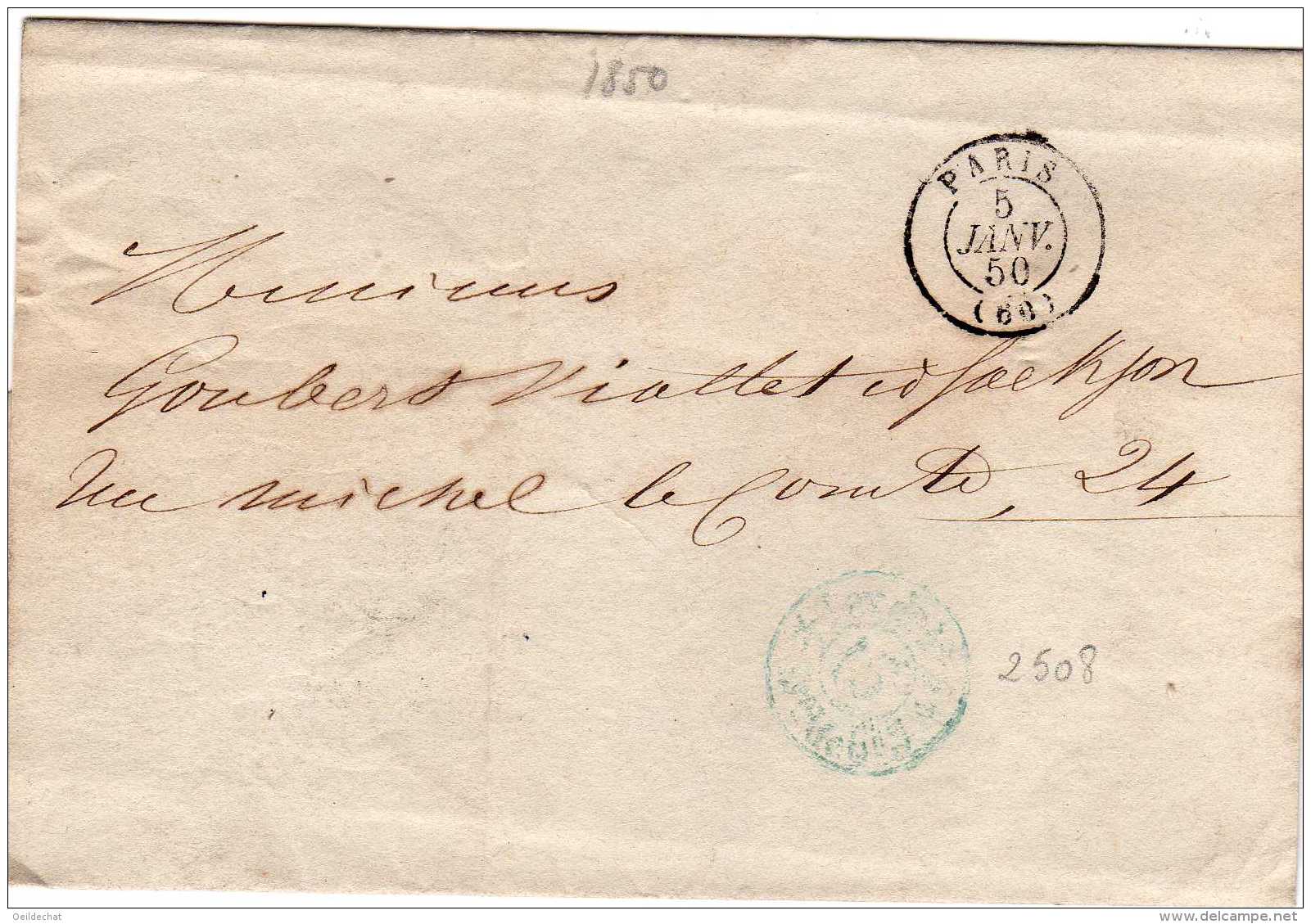 427- 60 Paris  C. 15 De 1850 + Cachet 2508 - 1849-1876: Klassik