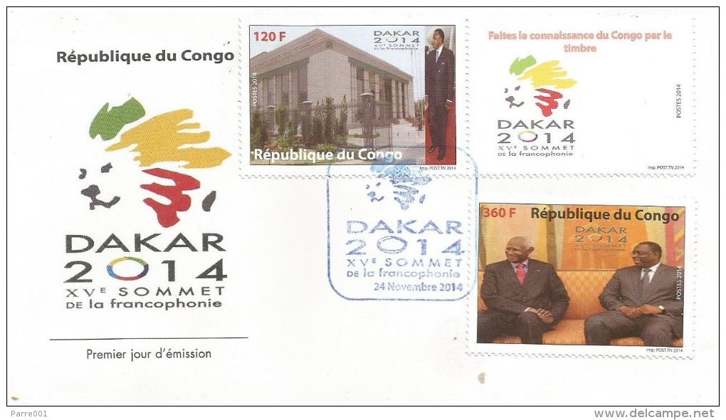 Congo 2015 Dakar Sommet De La Francophonie President Sassou (Congo) Sall & Diouf (Senegal) FDC - FDC