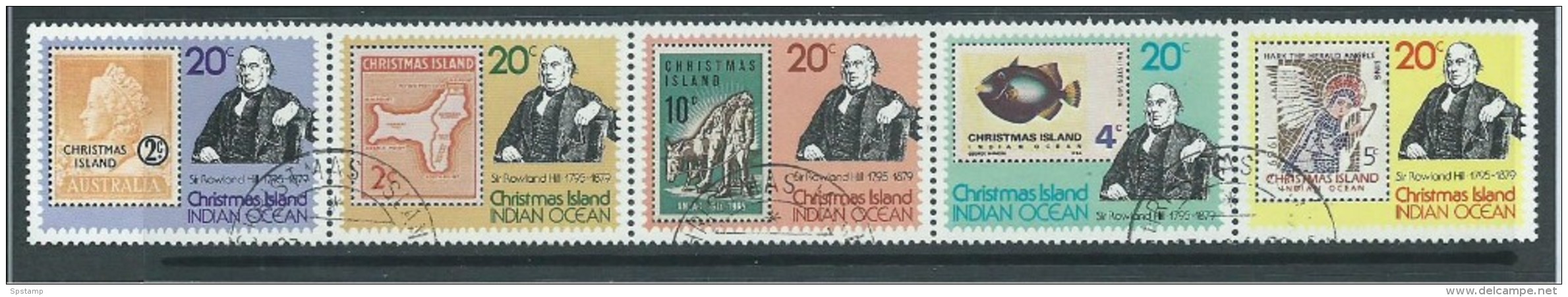 Christmas Island 1979 Rowland Hill Stamp Anniversary Strip Of 5 VFU - Christmas Island