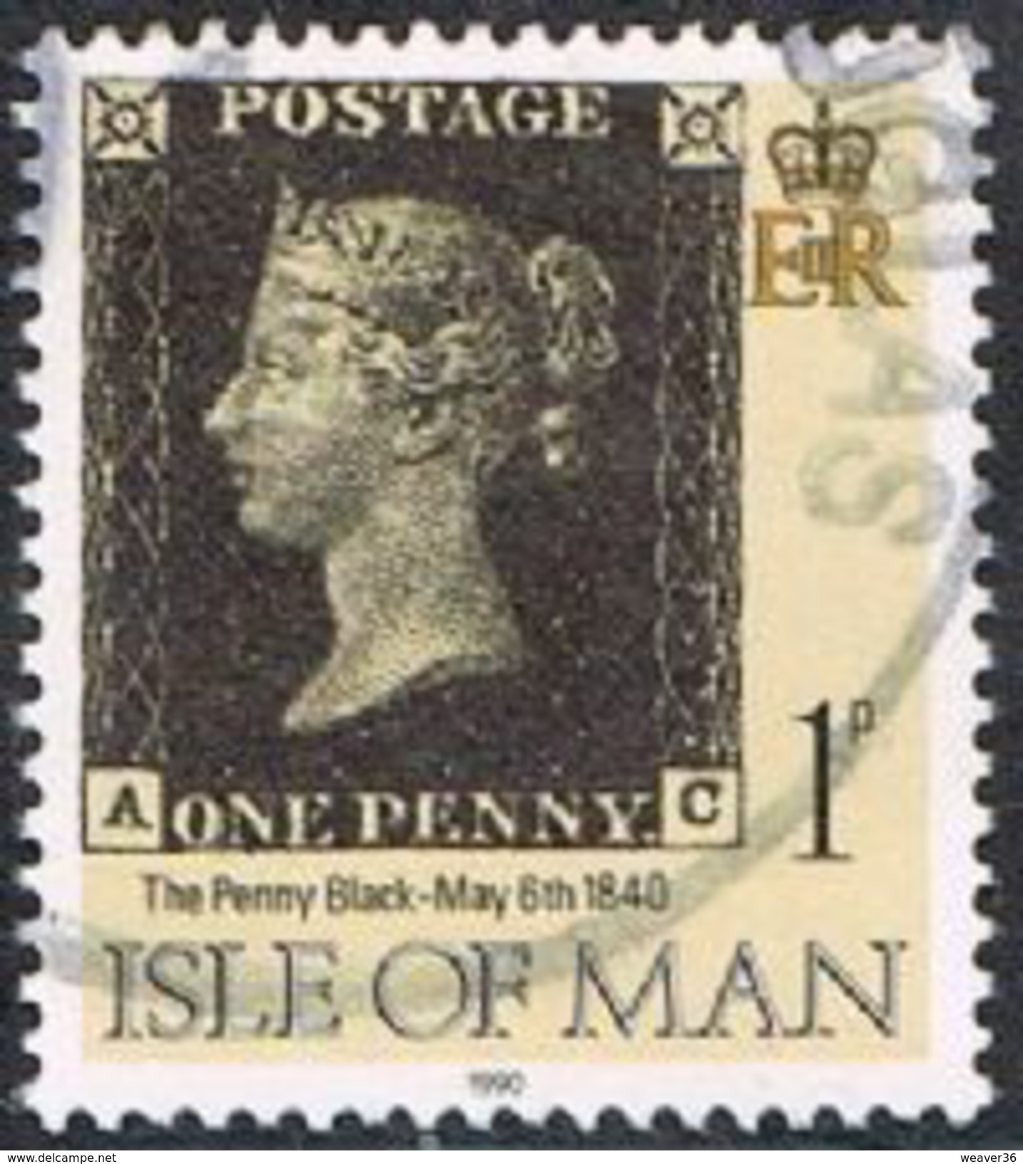 Isle Of Man SG442 1990 Penny Black 1p AC Good/fine Used [12/12544/25D] - Man (Insel)