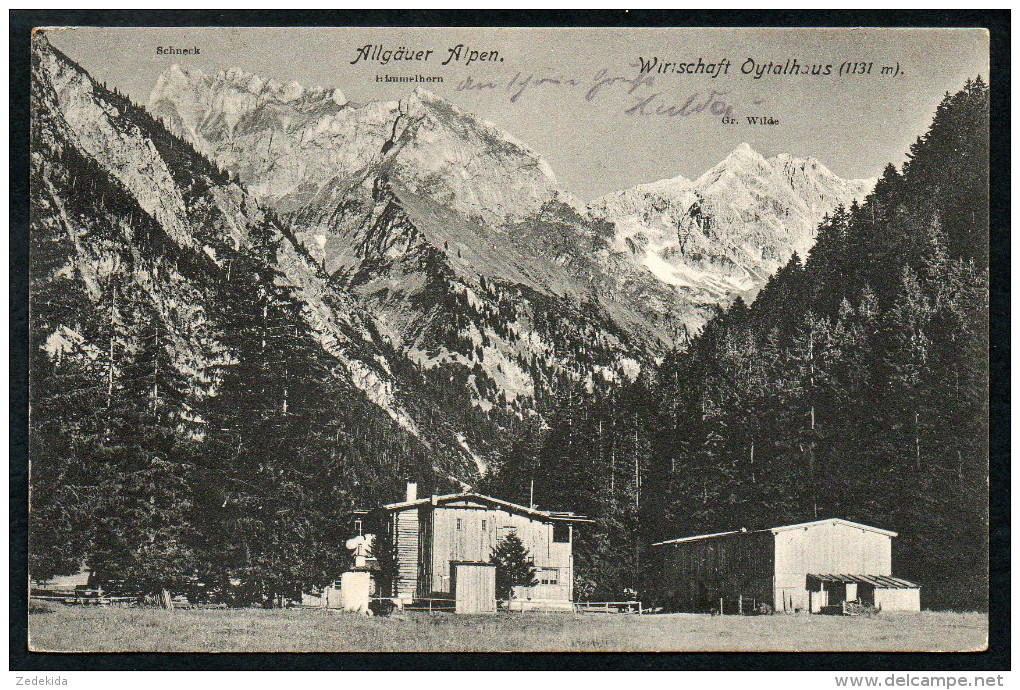 6426 - Alte Ansichtskarte - Wirtschaft Oytalhaus Schneck Himmelhorn Gr. Wilde - Gel 1907 - Rauch - Sonthofen - Sonthofen