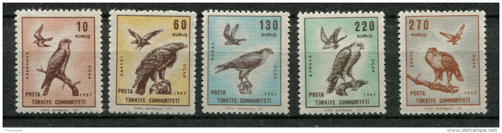 Turquie ** PA N° 47 à 51 - Oiseaux De Proie - - Luftpost