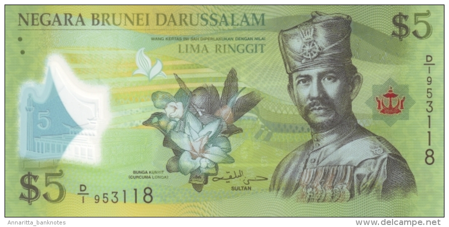 BRUNEI 5 DOLLARS 2011 P-36 UNC  [BN302a] - Brunei
