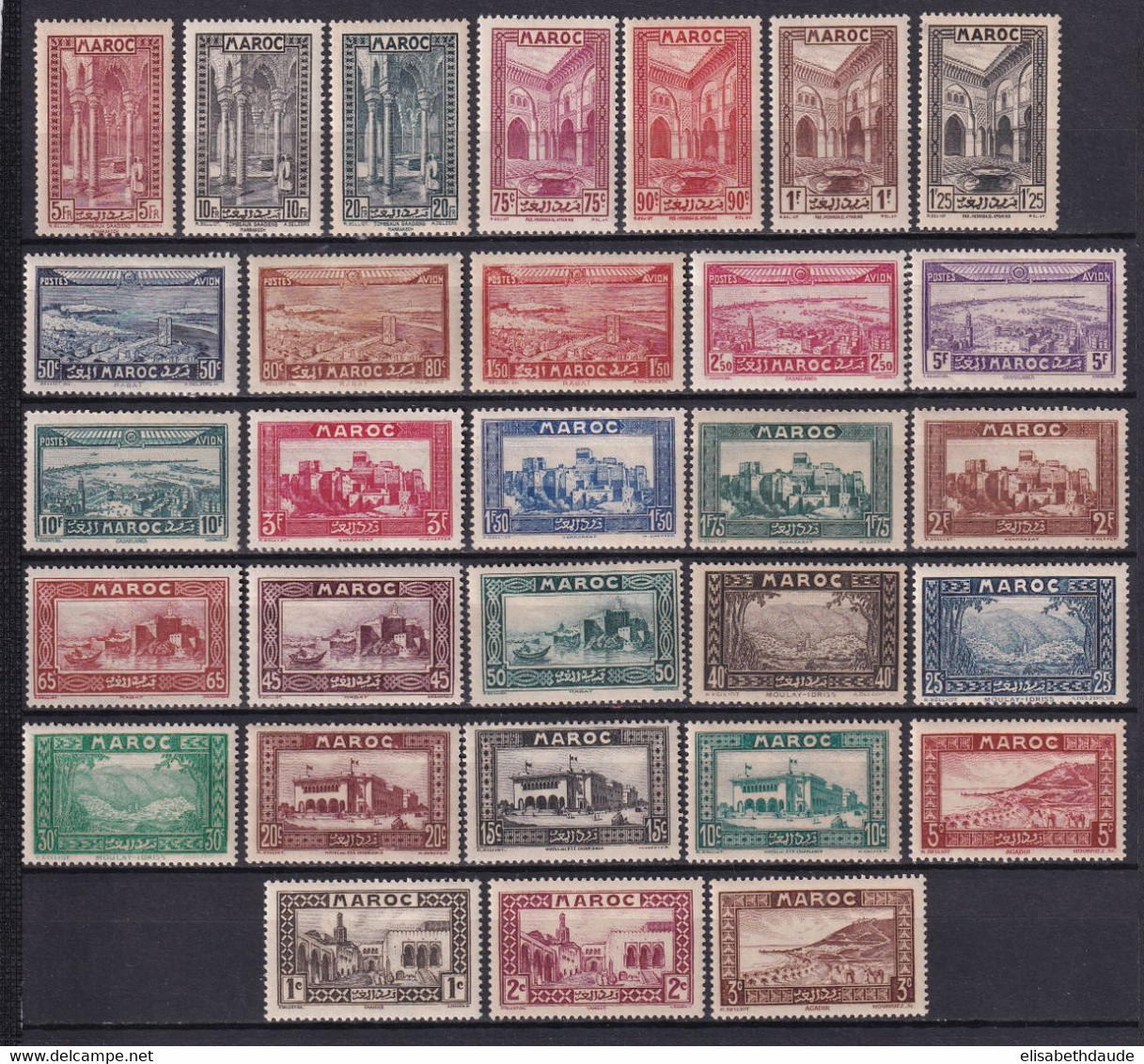 MAROC - 1933 - ANNEE COMPLETE AVEC POSTE AERIENNE - YVERT N° 128/149 + PA 34/39 * MLH - COTE = 144.5 EUR. - Unused Stamps