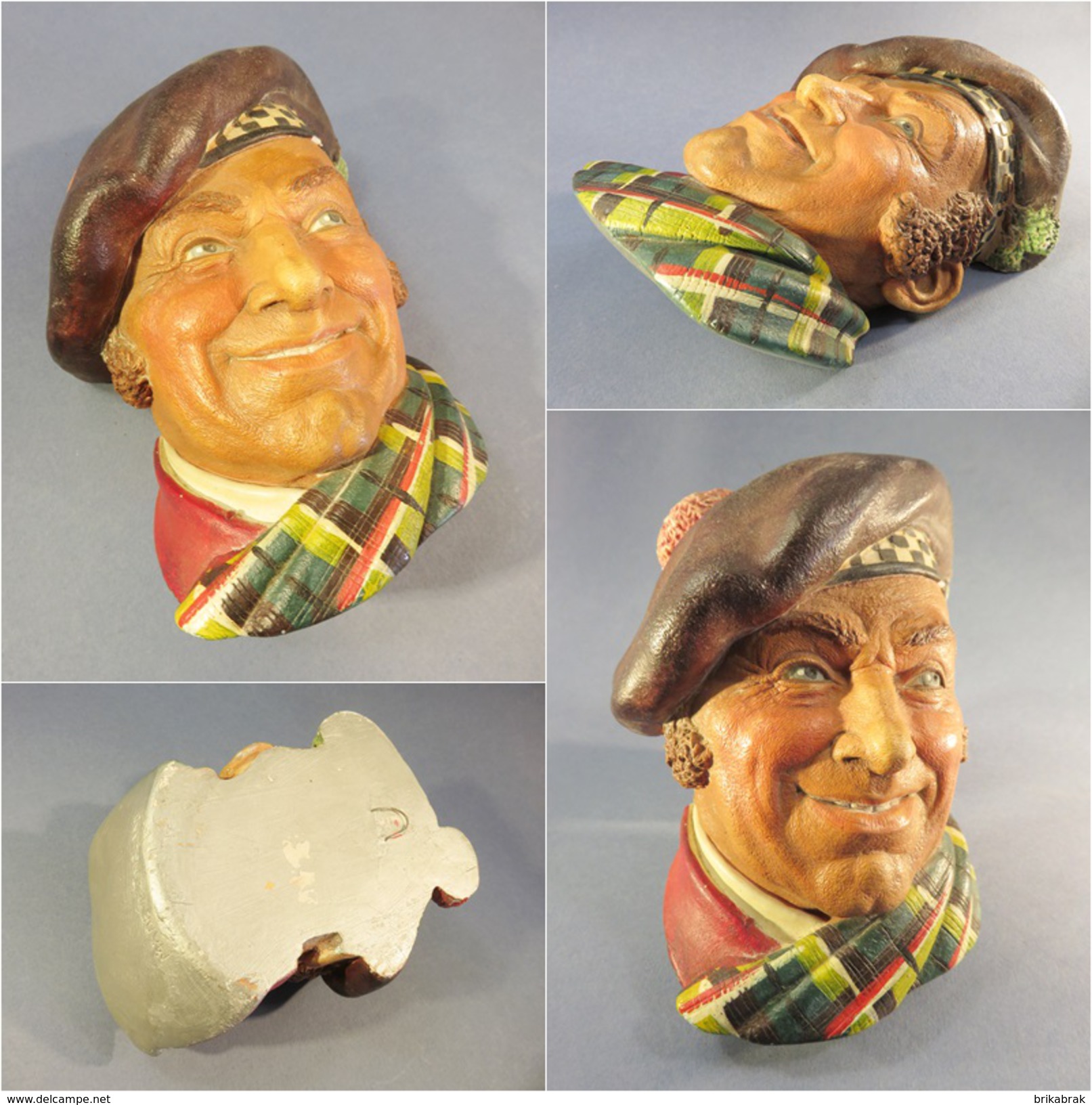 TÊTE BOSSONS ECOSSAIS EN PLÂTRE - Ecosse Sculpture Caricature Statue - Autres & Non Classés