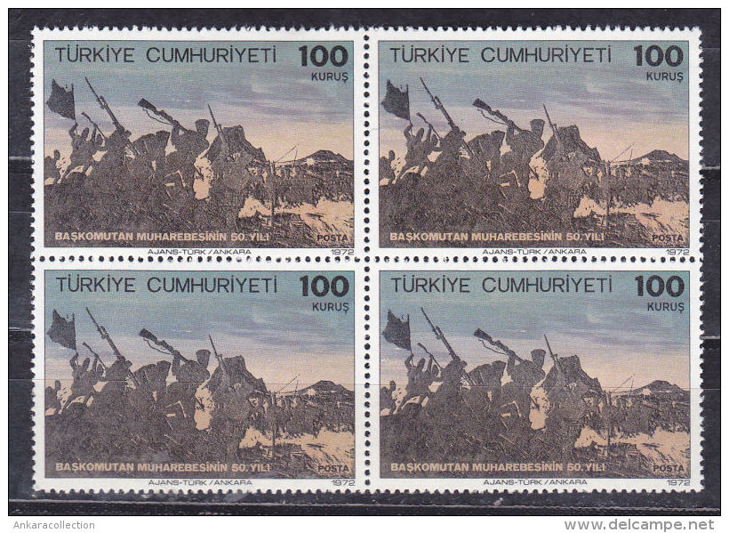 AC - TURKEY STAMP - 50th ANNIVERSARY OF THE BATTLE OF COMMANDER IN CHIEF MNH BLOCK OF FOUR 30 AUGUST 1972 - Ungebraucht