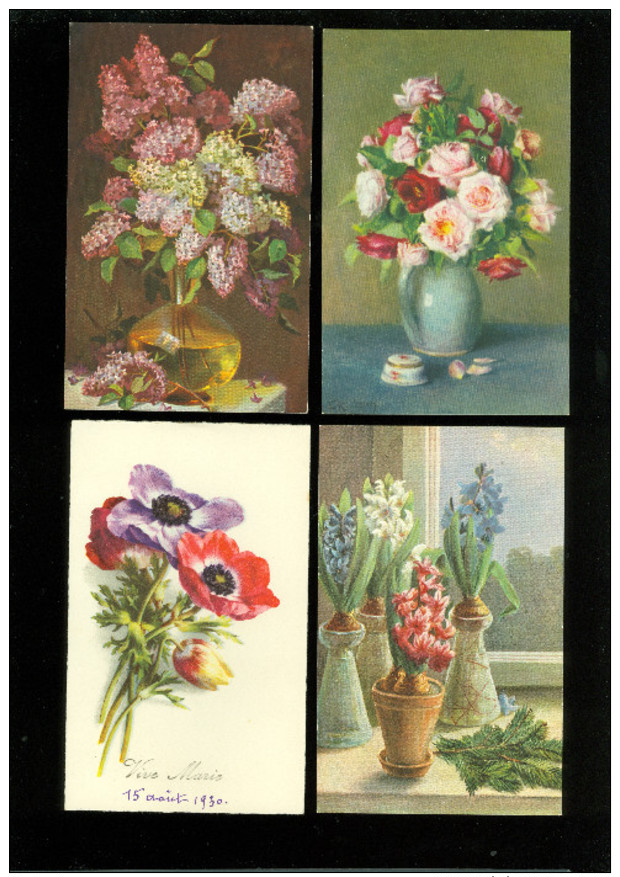 Beau lot de 60 cartes postales de fantaisie fleurs  fleur   Mooi lot van 60 postkaarten van fantasie  bloemen  bloem