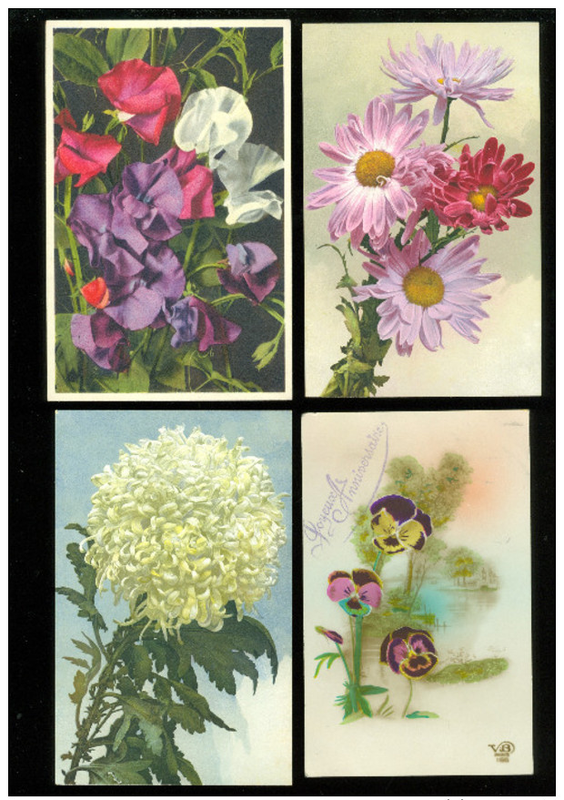 Beau lot de 60 cartes postales de fantaisie fleurs  fleur   Mooi lot van 60 postkaarten van fantasie  bloemen  bloem