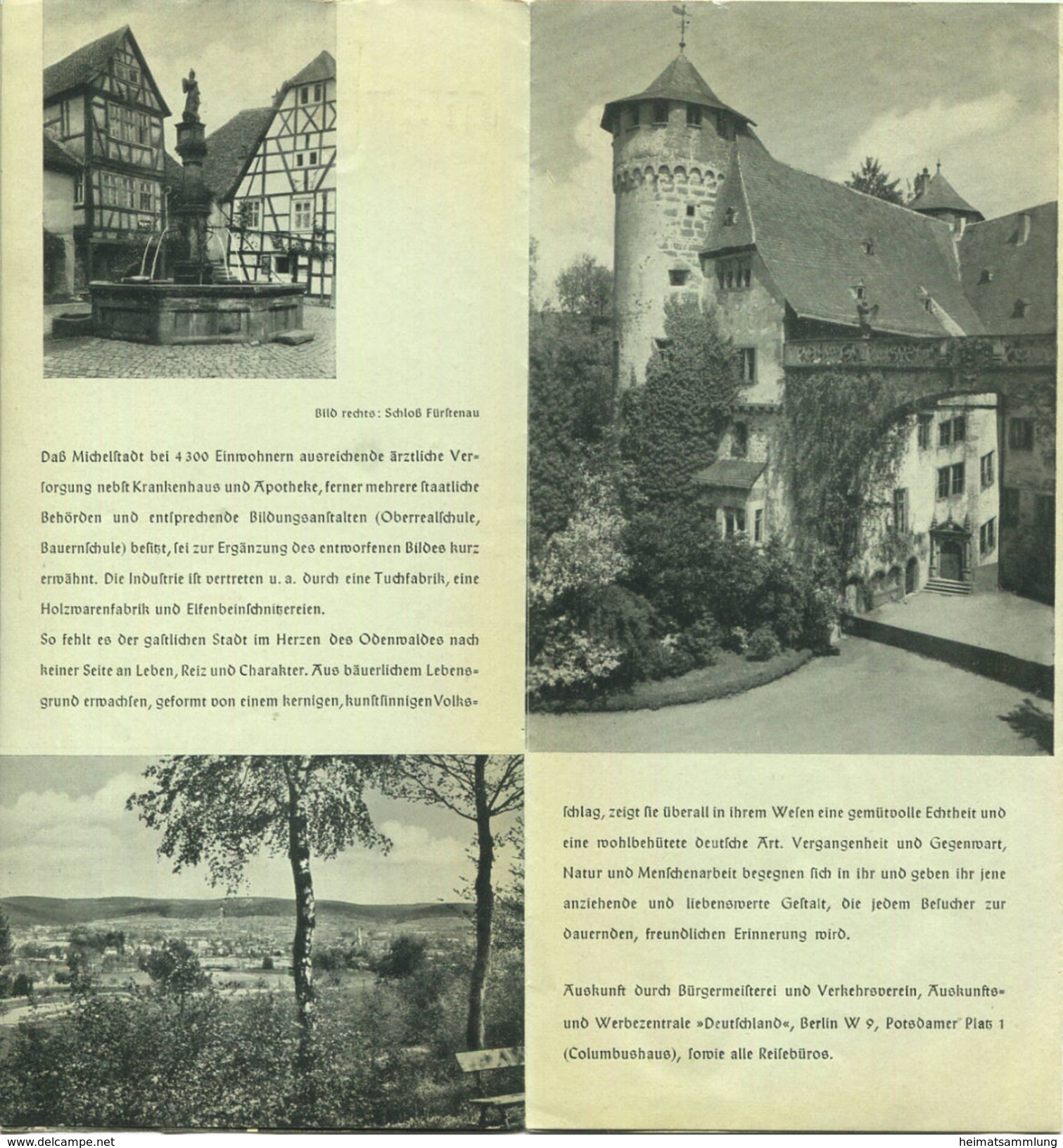 Michelstadt Im Odenwald 1939 - Faltblatt Mit 10 Abbildungen - Beiliegend Gaststättenverzeichnis - Dépliants Touristiques