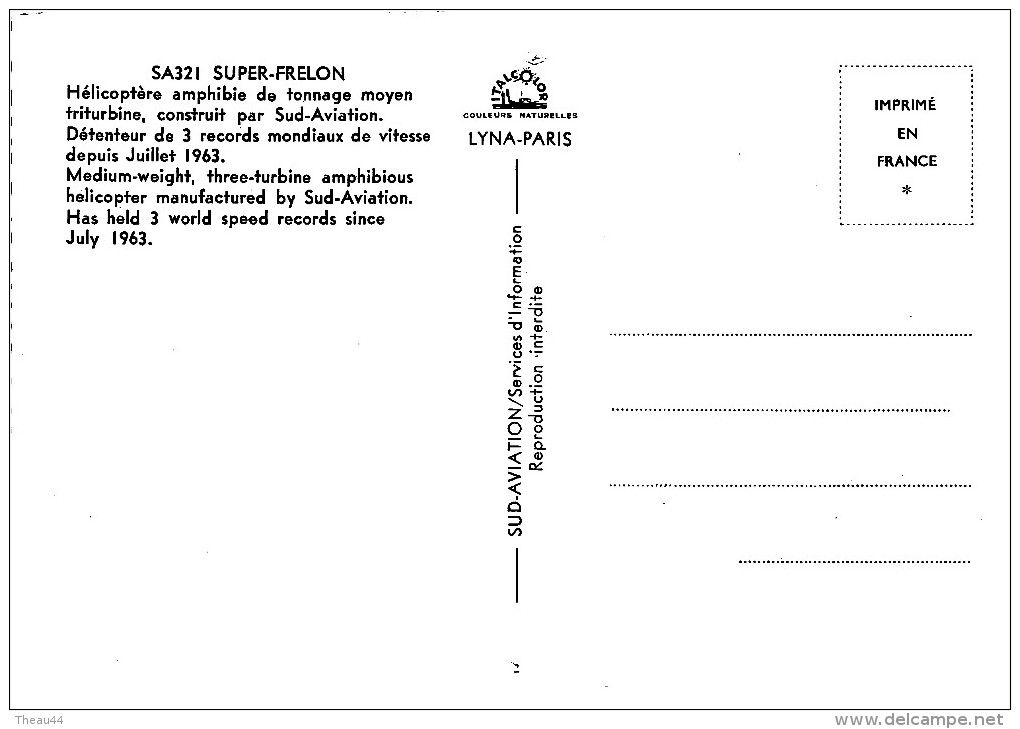 ¤¤   -   SA 321  -   Hélicoptère Amphibi " Super Frelon "  Construit Par Sud-Aviation     -  ¤¤ - Helicópteros
