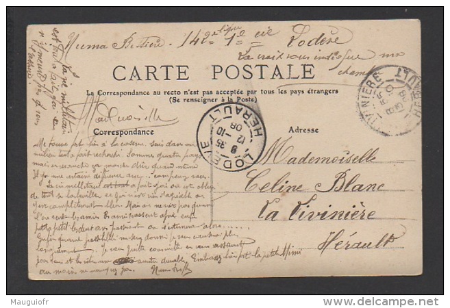 DF / 34 HERAULT / LODEVE / CASERNE DU 142e / CIRCULÉE EN 1908 - Lodeve