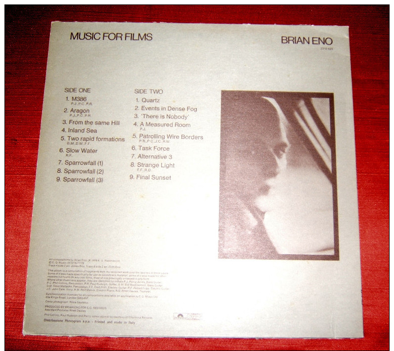 BRIAN ENO - MUSIC FOR FILMS - DISCO LP 33 GIRI - ANNO 1978 E.G. POLYDOR - Filmmusik