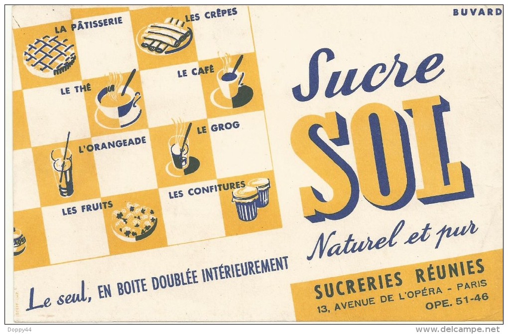 BUVARD NEUF SUPERBE   SUCRE SOL - Sucreries & Gâteaux