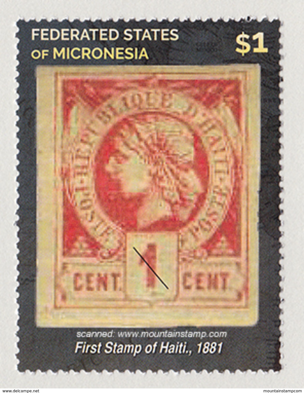 Micronesia 2015 (B17) Stamp On Stamp First Stamp Of Haiti MNH ** - Micronésie