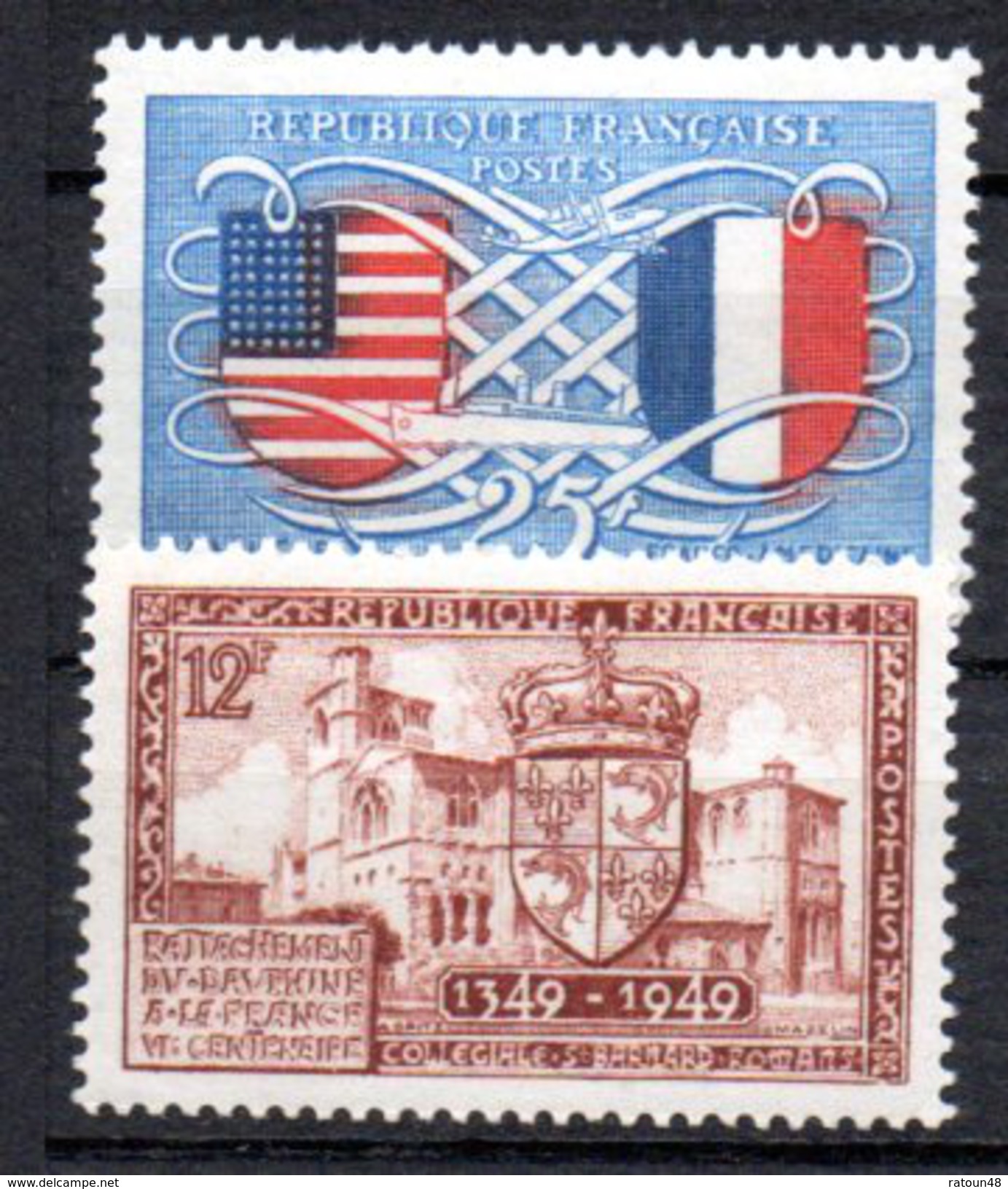 N° 839/840 - Neuf** -  Collégiale St RBarnard Et Armoiries Du Dauphiné - Ecussons Des Etats Unis - Et De La France - Unused Stamps